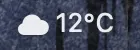 A screenshot of the weather for Nottingham in the Apple toolbar. It is 12C and cloudy.