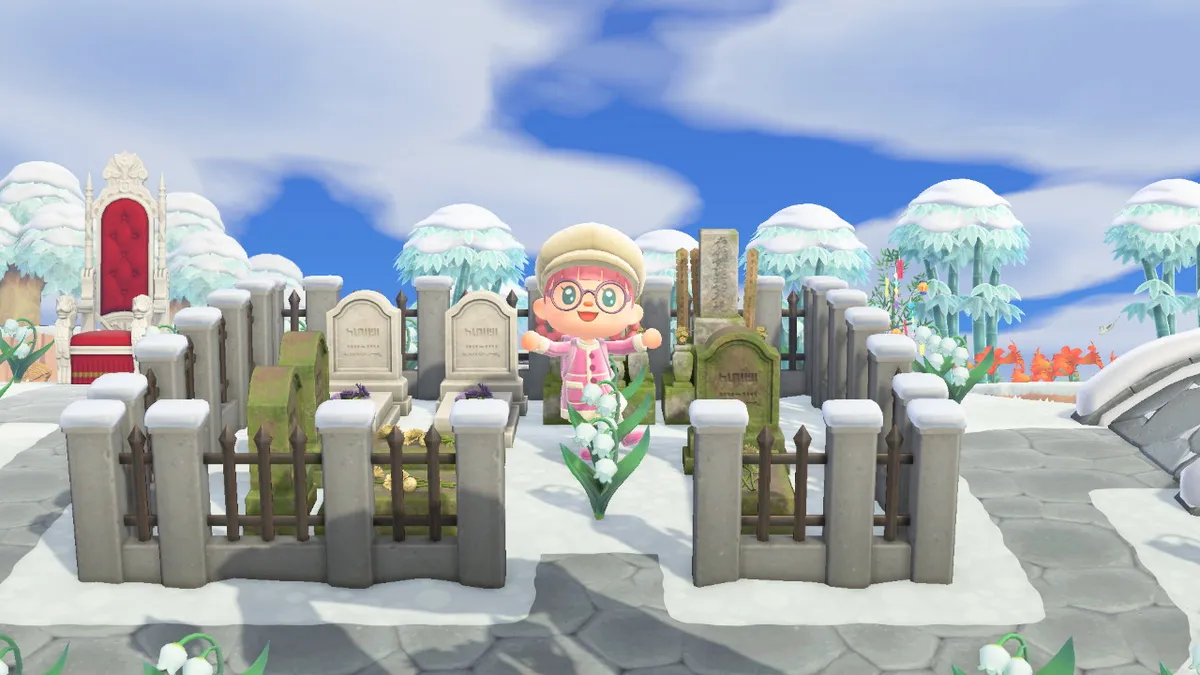 Slothra is standing in the middle of a cemetery 