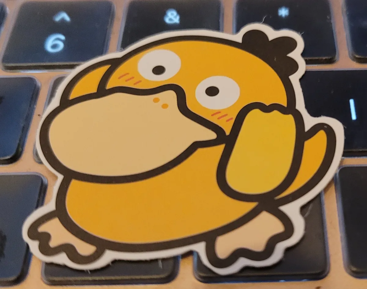 An even-more-cartoony illustration of Psyduck from Pokémon is holding his hands to his head while his eyes are in the process of rolling around. Deep thoughts are happening.