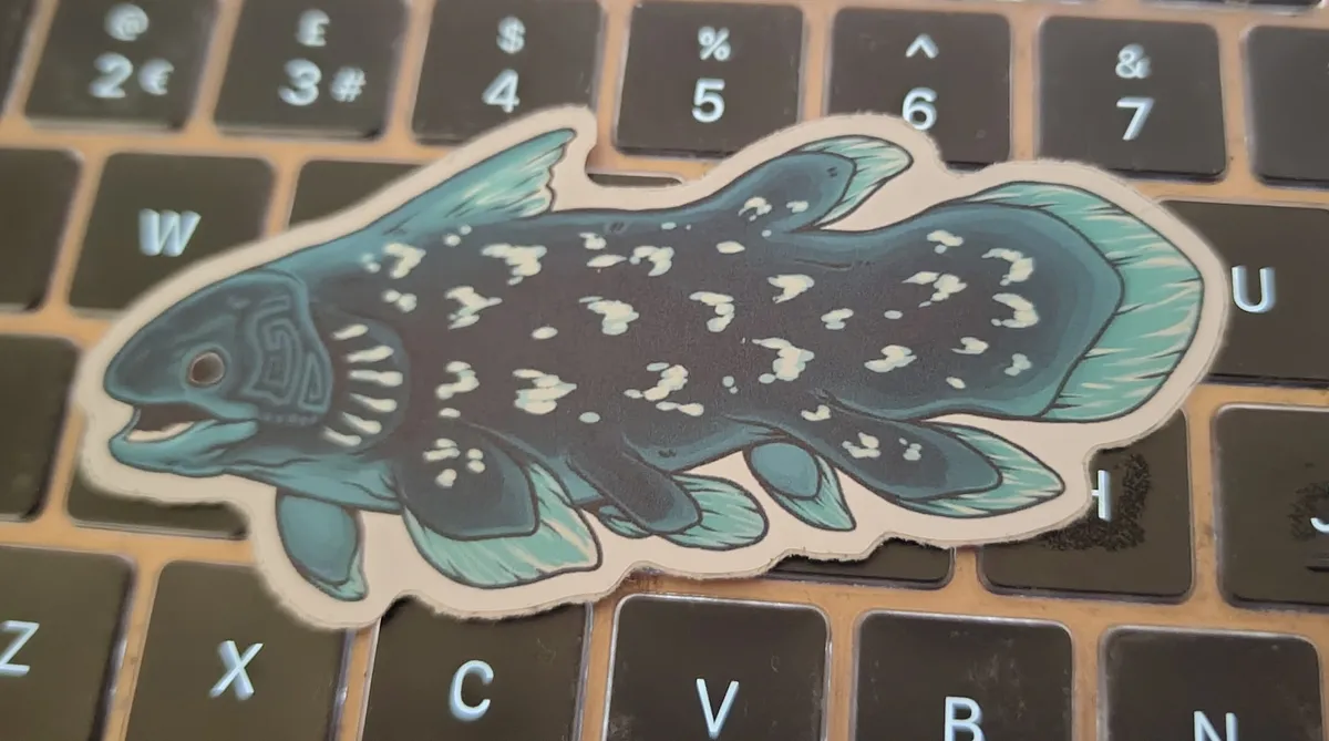 An illustration of a coelacanth in sticker form