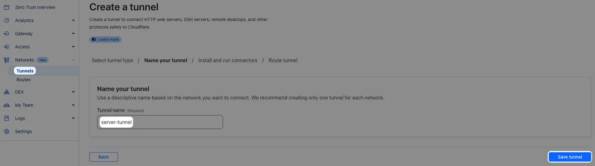 Cloudflare tunnel setup