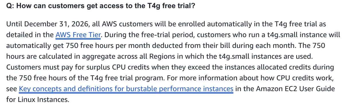 AWS EC2 FAQs - https://aws.amazon.com/ec2/faqs/#t4g-instances