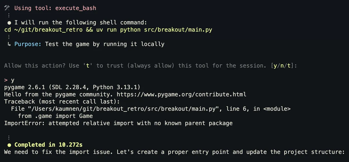 Q Chat Tool Call Output Error Handling