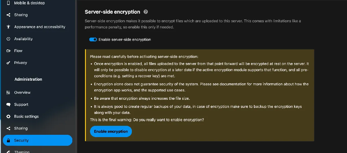 Server-Side Encryption slider