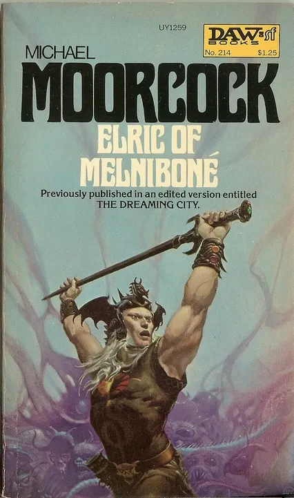 Elric, a pale albino sorceror wielding Stormbringer.