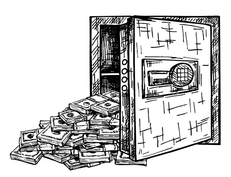 Picture of money spilling out of a safe