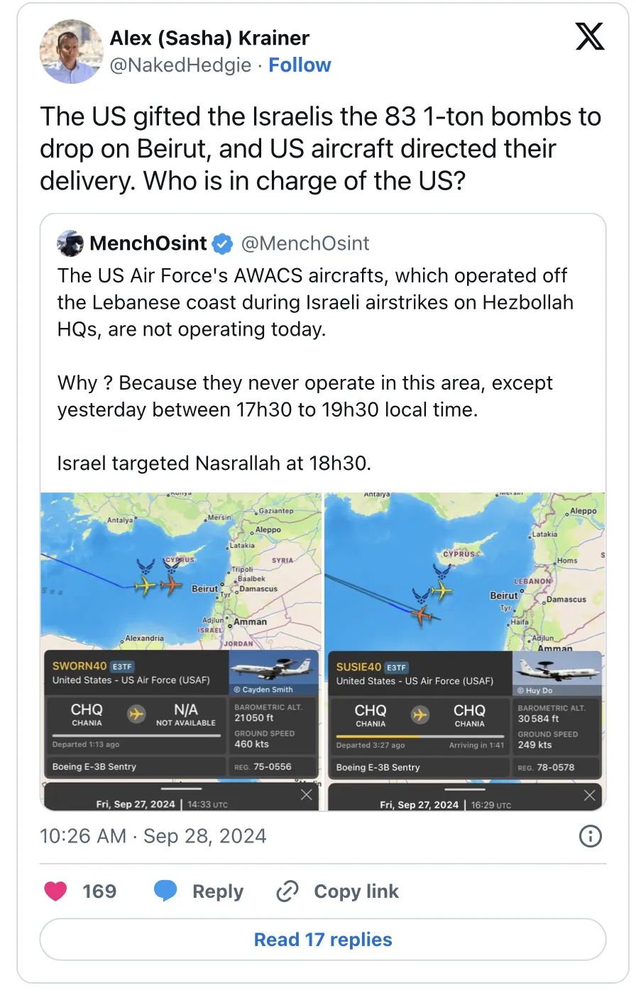 US helped assassinate Nasrallah
