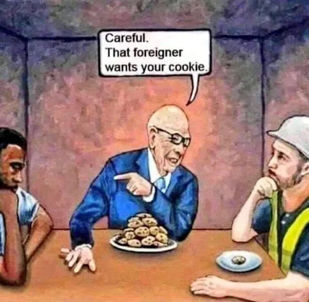 Careful, that foreigner wants to eat your cookie.