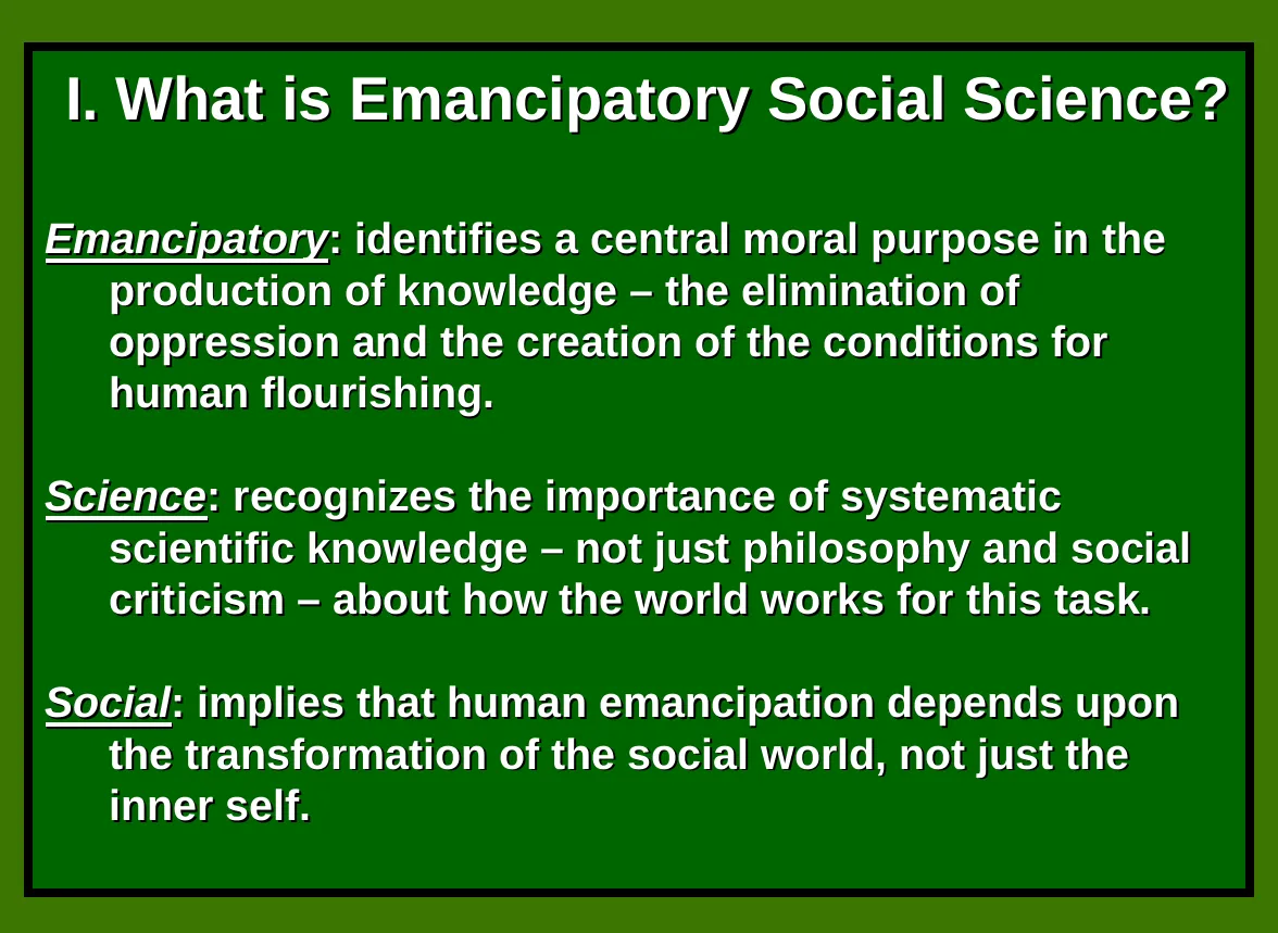 Emancipatory social science slide