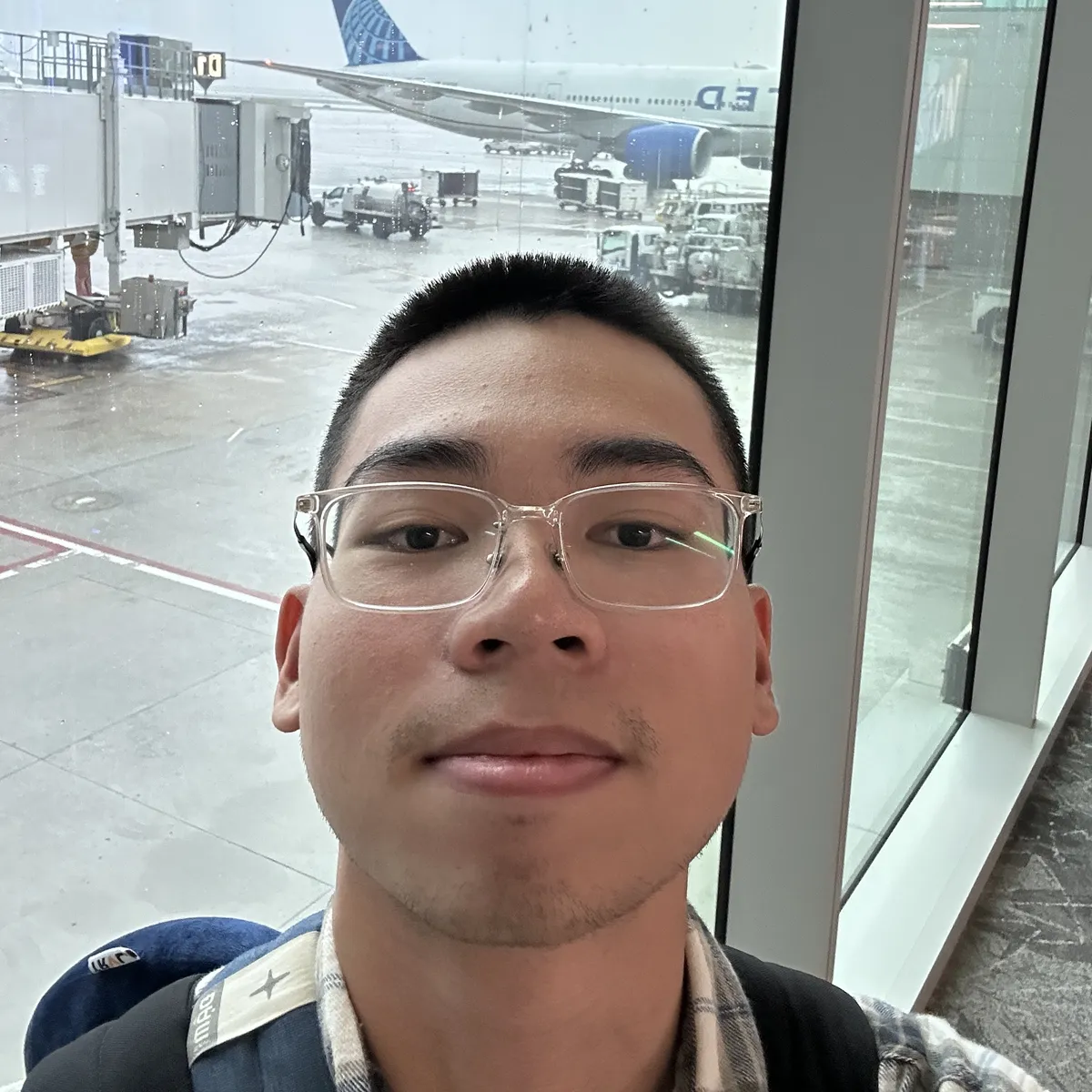 Me in the air bridge to my flight