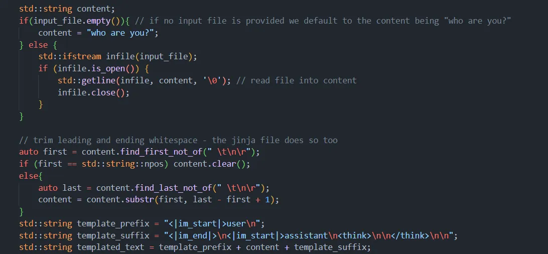 Template code