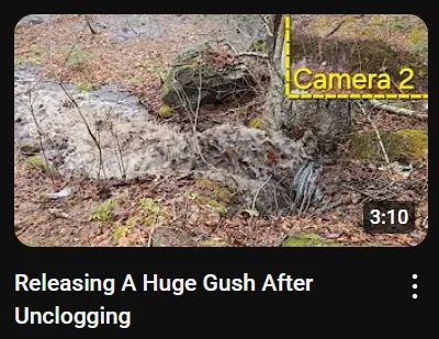 releasing a huge gush after unclogging