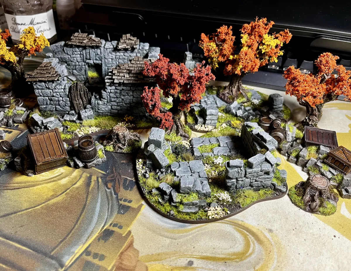 Rubble City ruins from Fenris Games and some 'spooky' trees from Mantic Games
