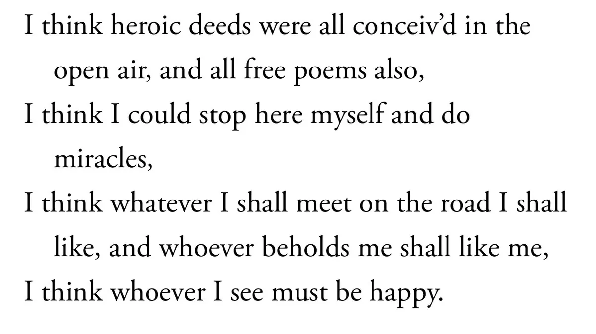 snip from whitman’s open road poem