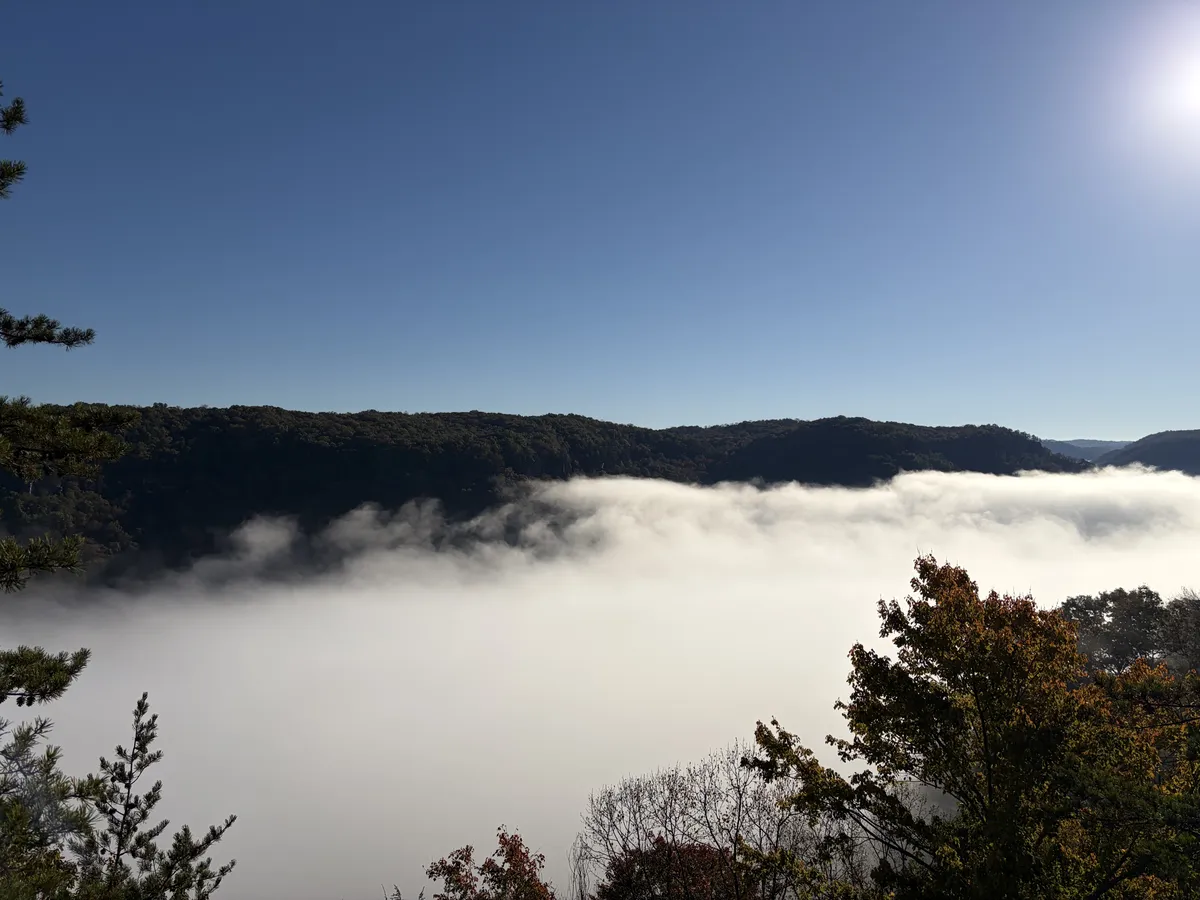 new river gorge and fog