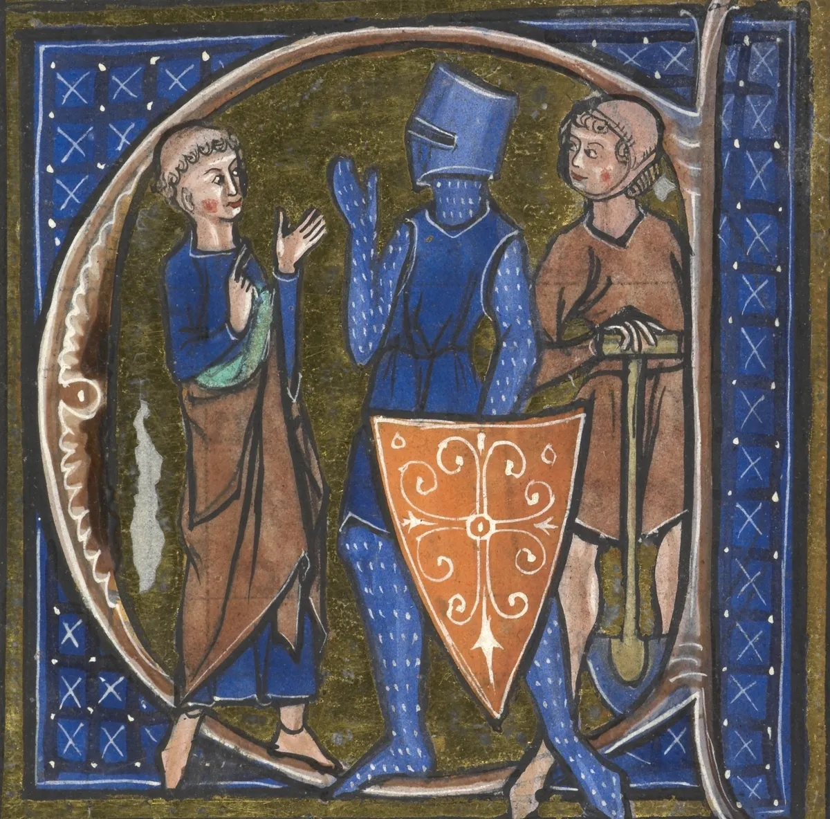 Cleric, knight and workman representing the three classes, from Li Livres dou Santé, late 13th century