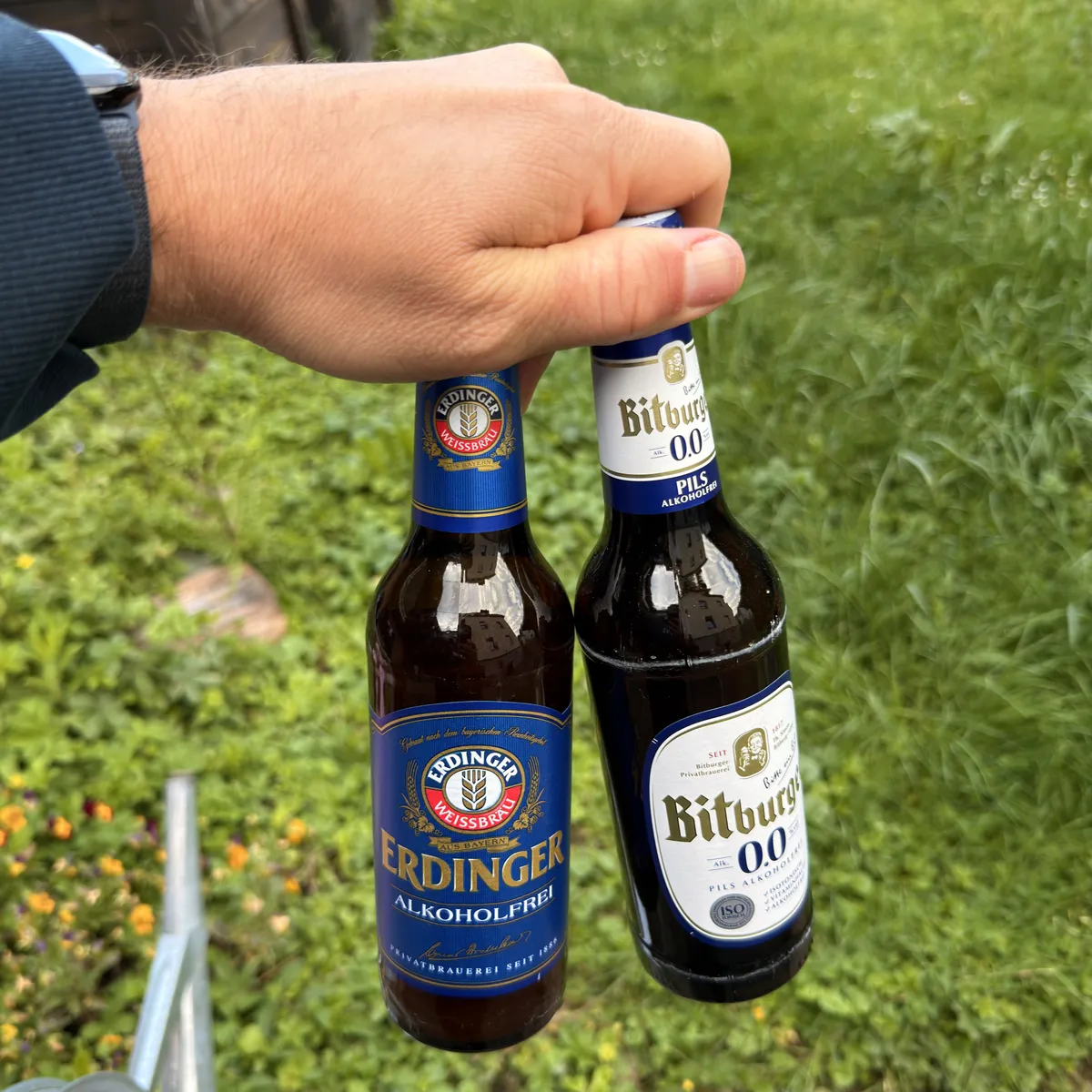 Me, holding to beers