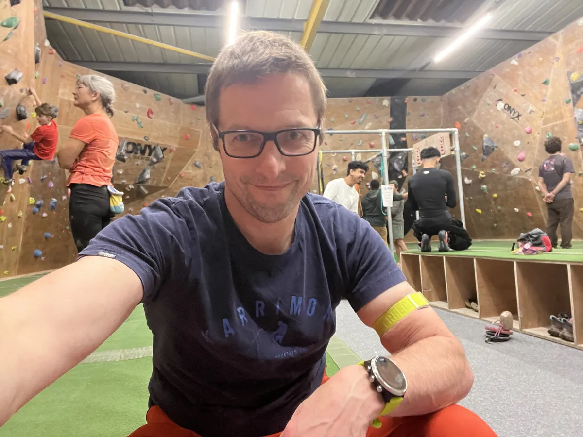 Me set in front of the front bouldering hall at Onyx