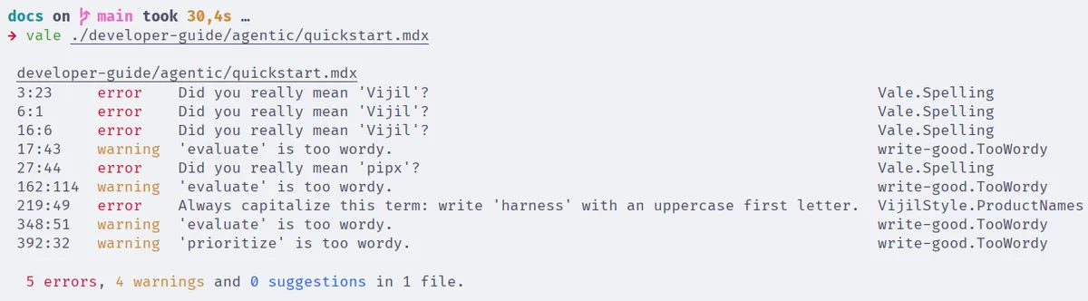 Vale usage in CLI