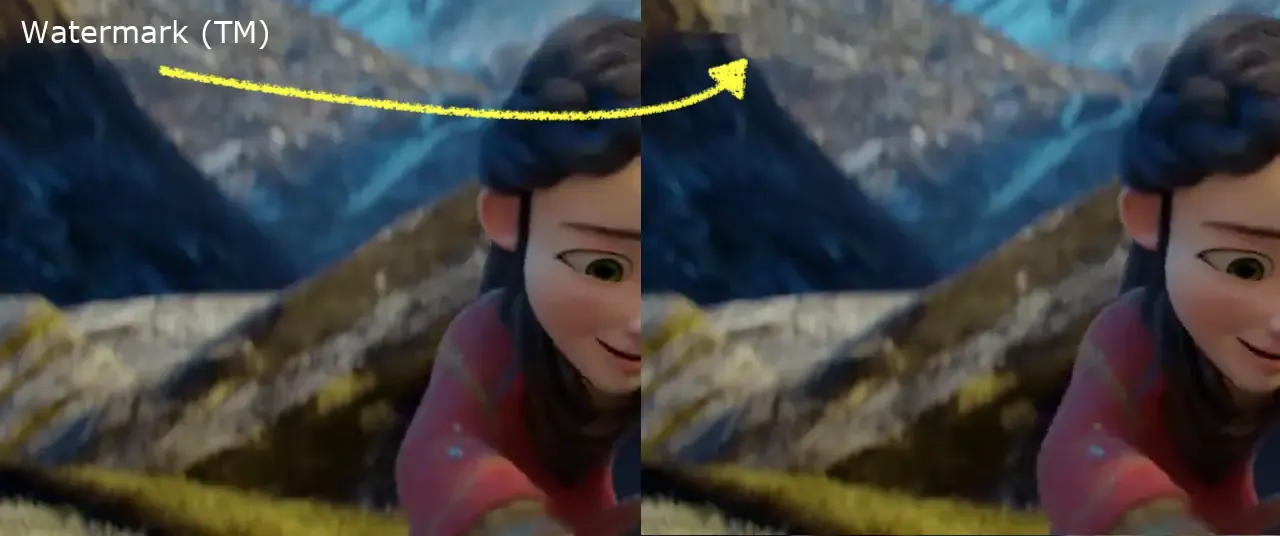 Watermark removal on one frame