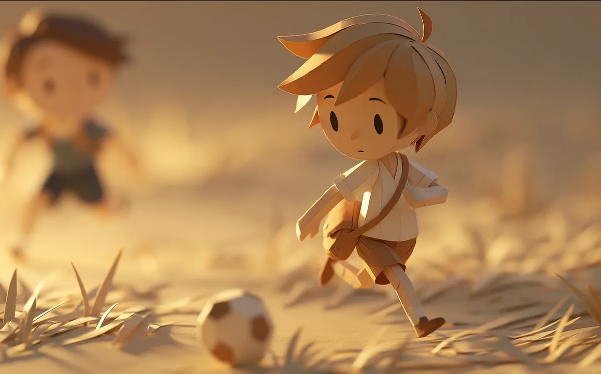 two boys playing soccer