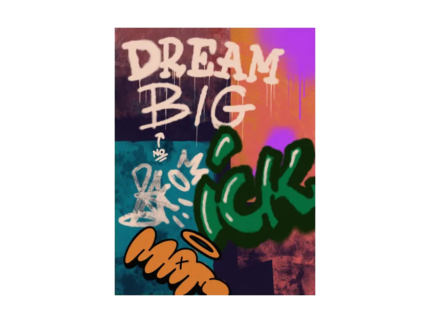 poster number 4 - a grunge type poster with spray paint graffiti lettering