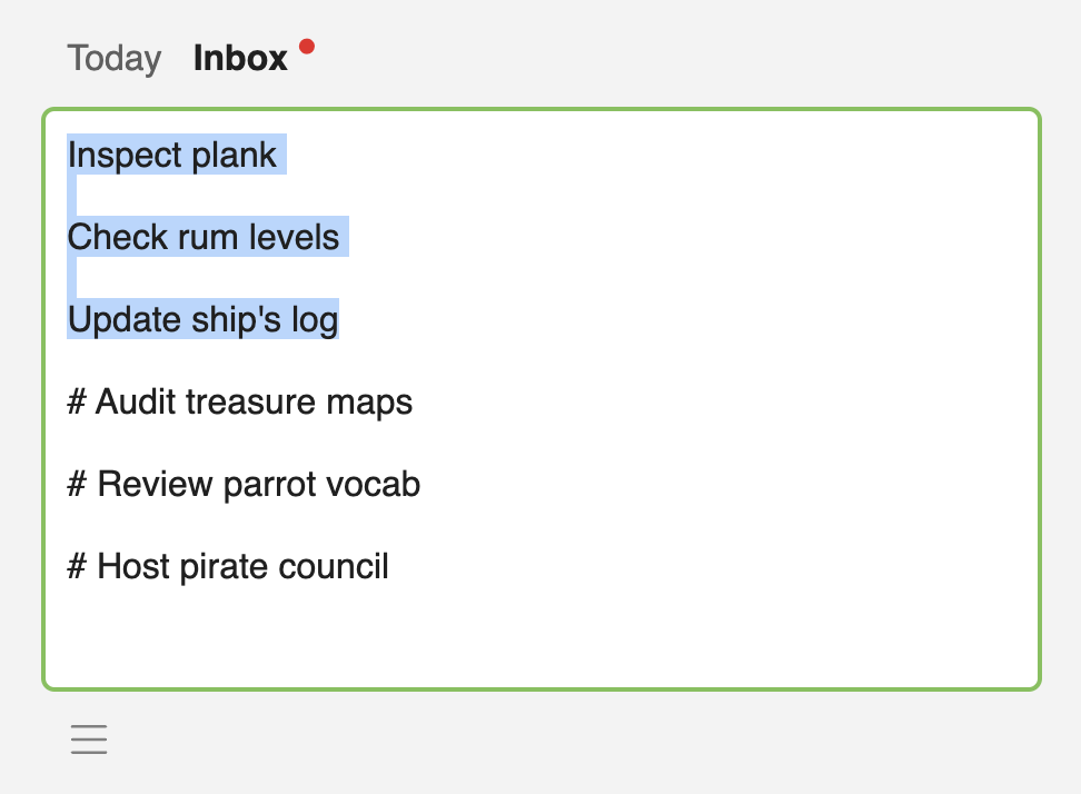 Nicely organized tasks in my inbox