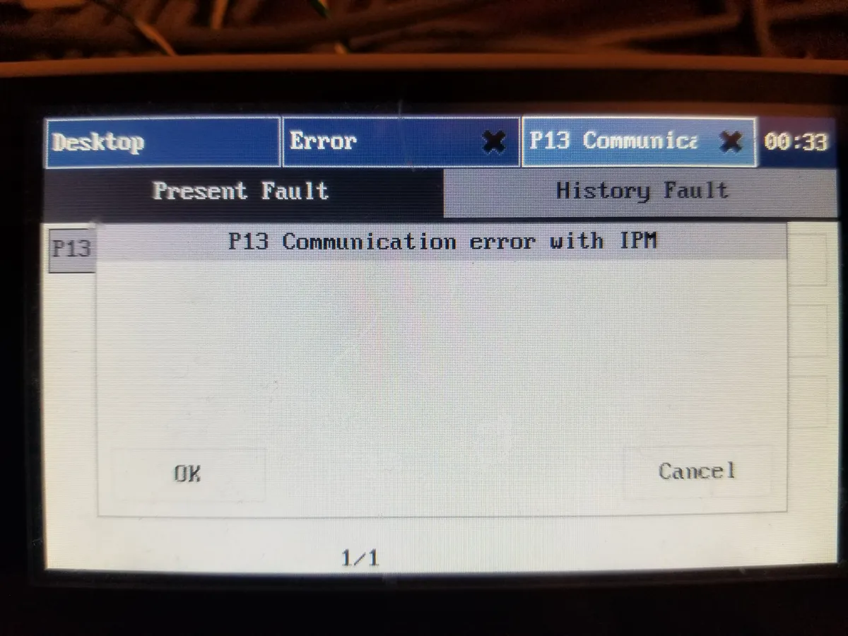 Error indicating communication fault with IPM