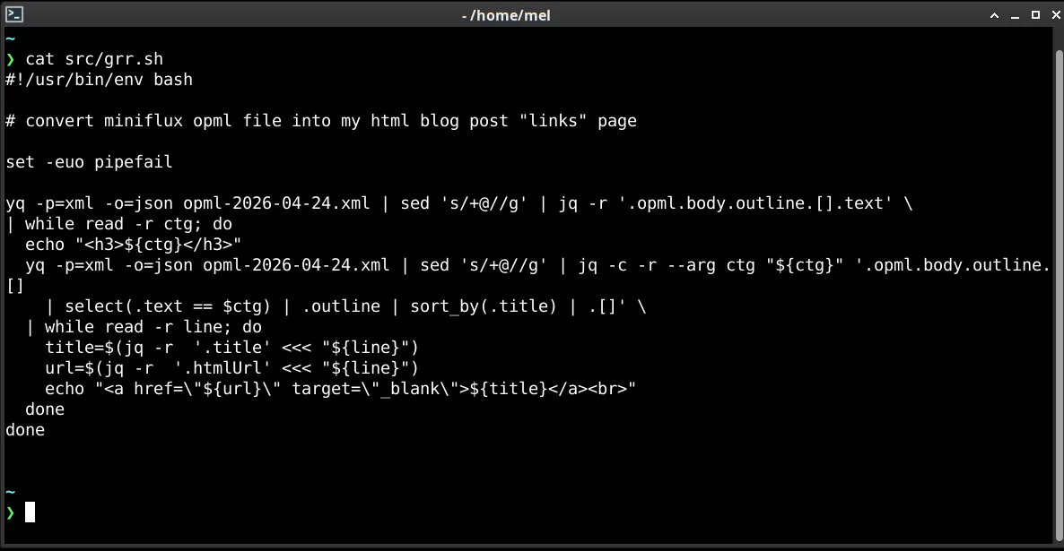 screenshot of my terminal with the code snippet I print out at the end of this post