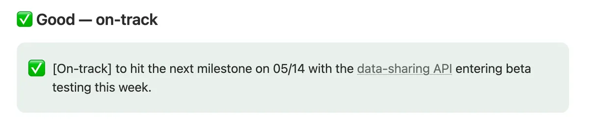 good-status-update-on-track
