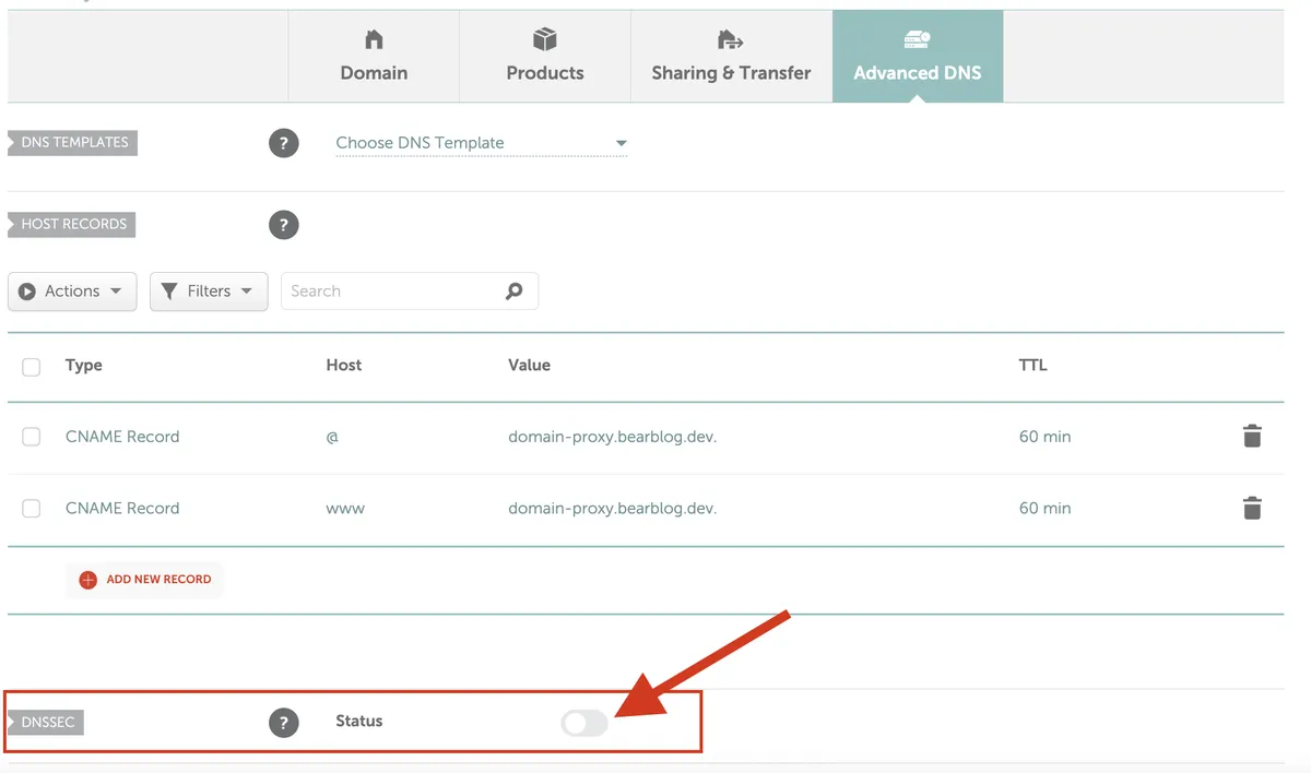 NameCheap screenshot
