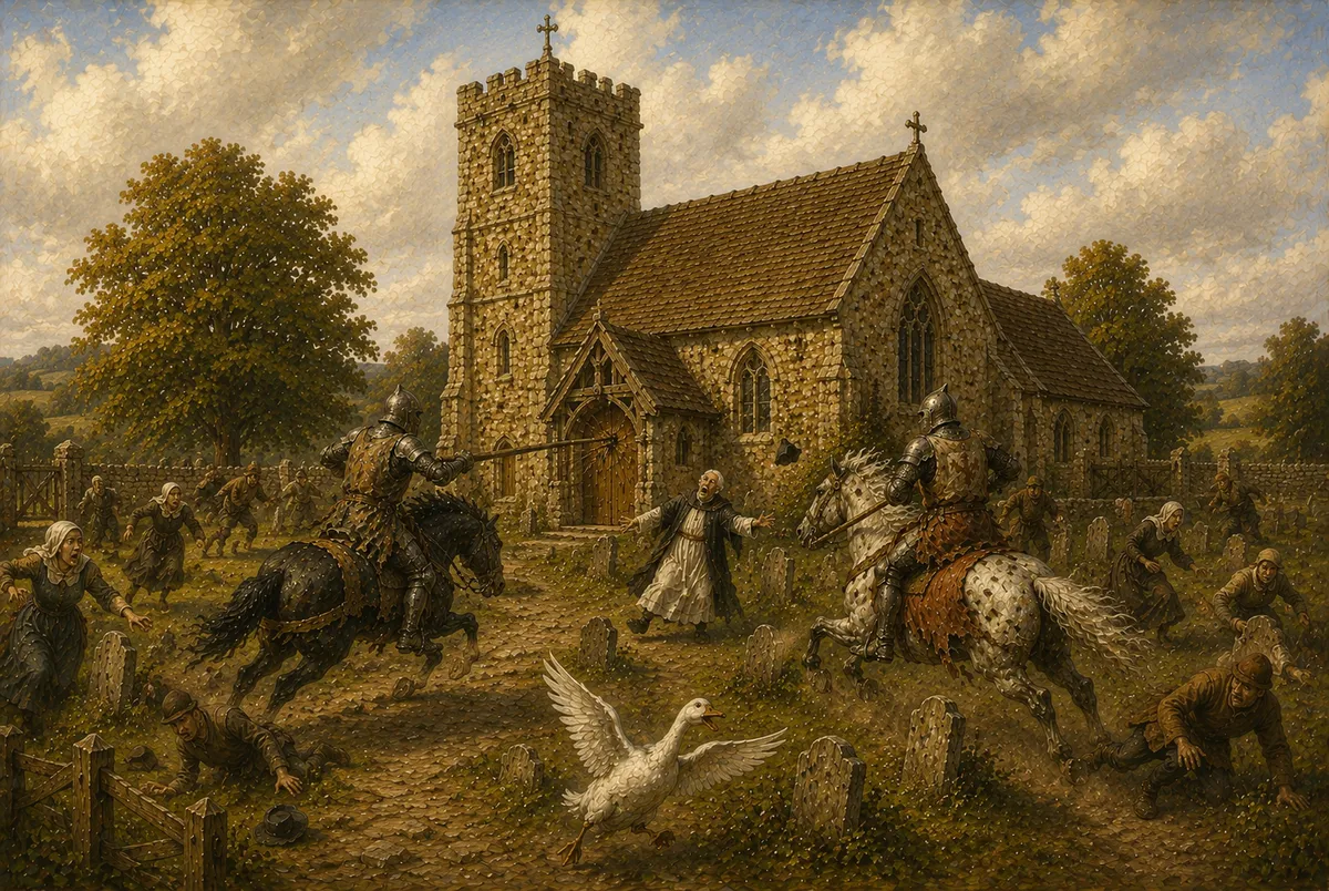 jousting in church yard