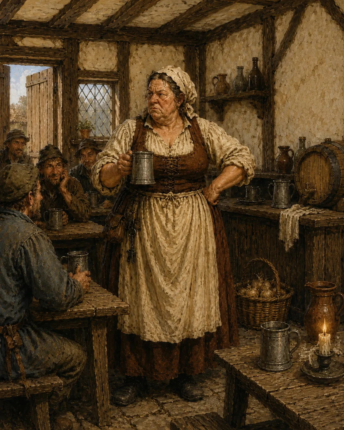 Matilda Maltspigot in alehouse