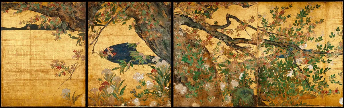 Érable_entouréd'herbes_d'automne(détail)_par_Hasegawa_Tōhaku