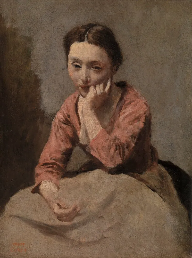 Jean Baptiste Camille Corot - Jeune femme pensive - (MeisterDrucke-545258)