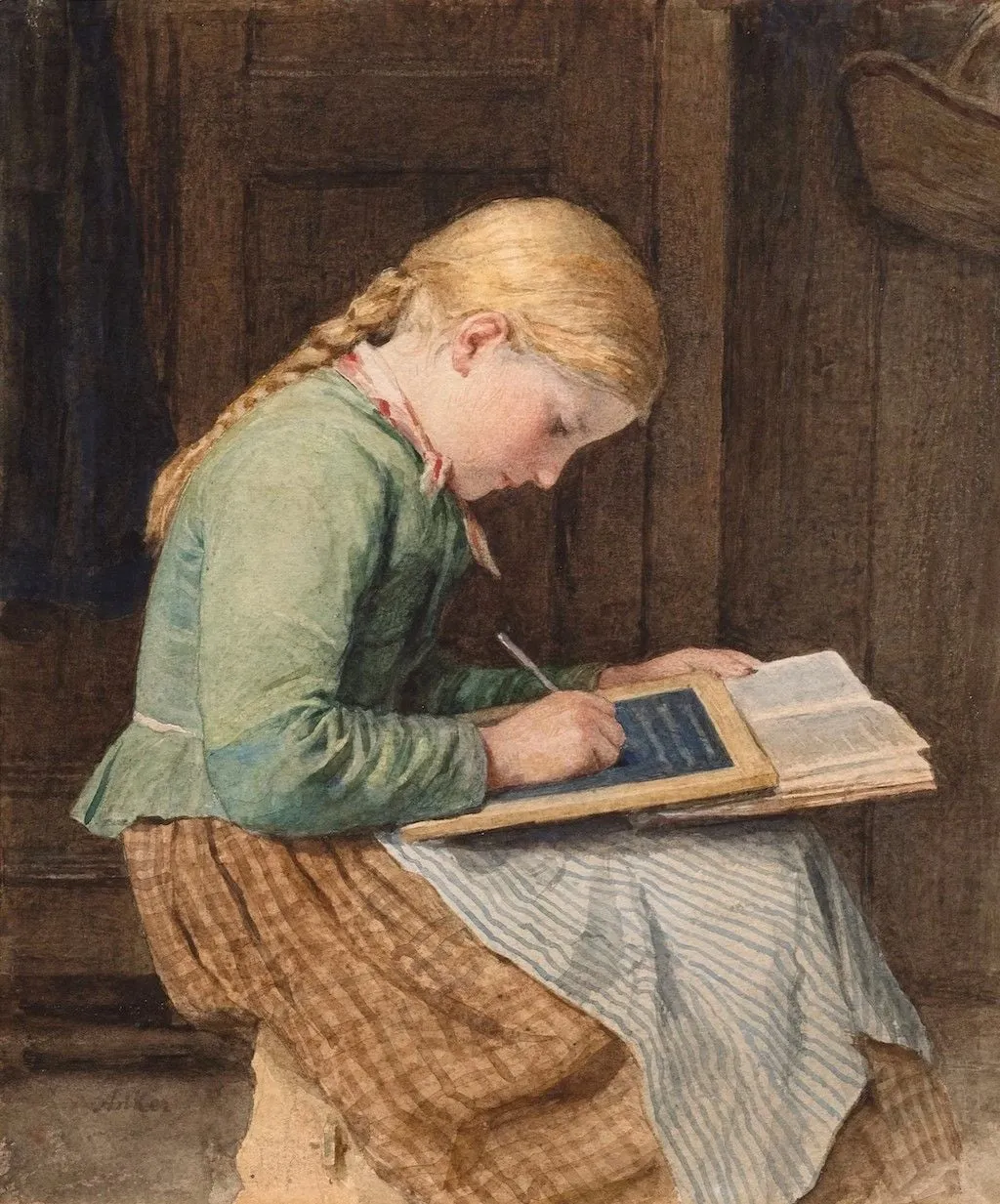 Writing-Girl-Albert-Anker-Oil-Painting