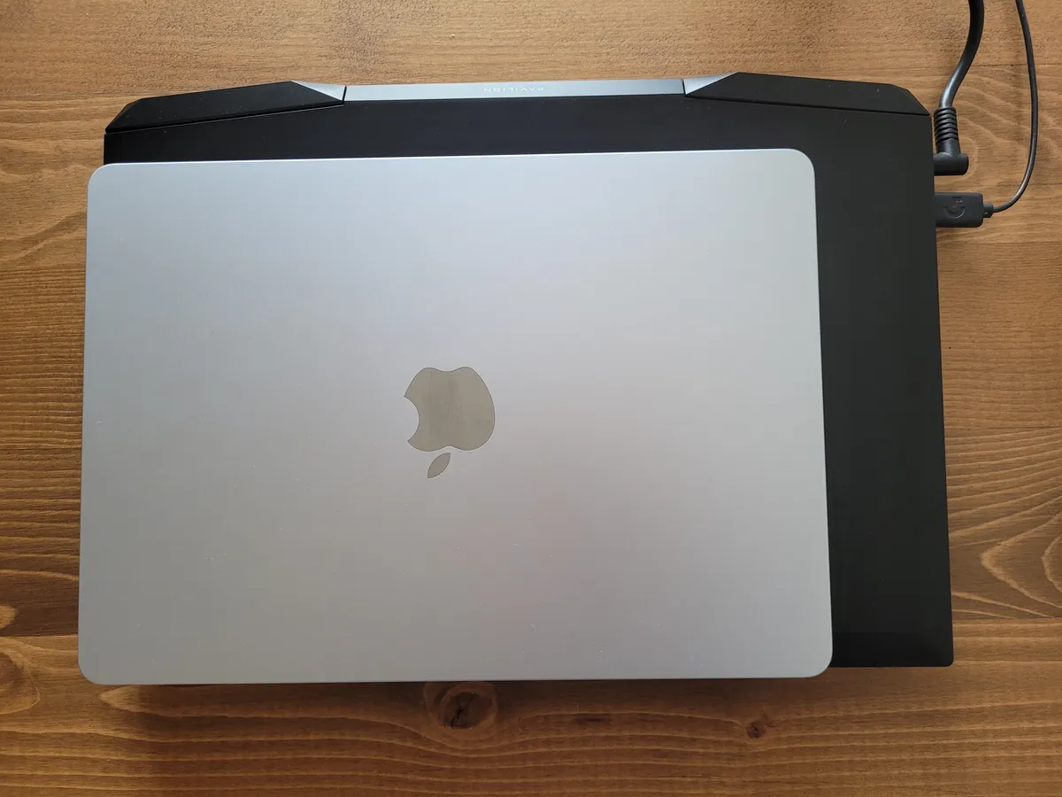 macbook air's size compared to my gaming laptop
