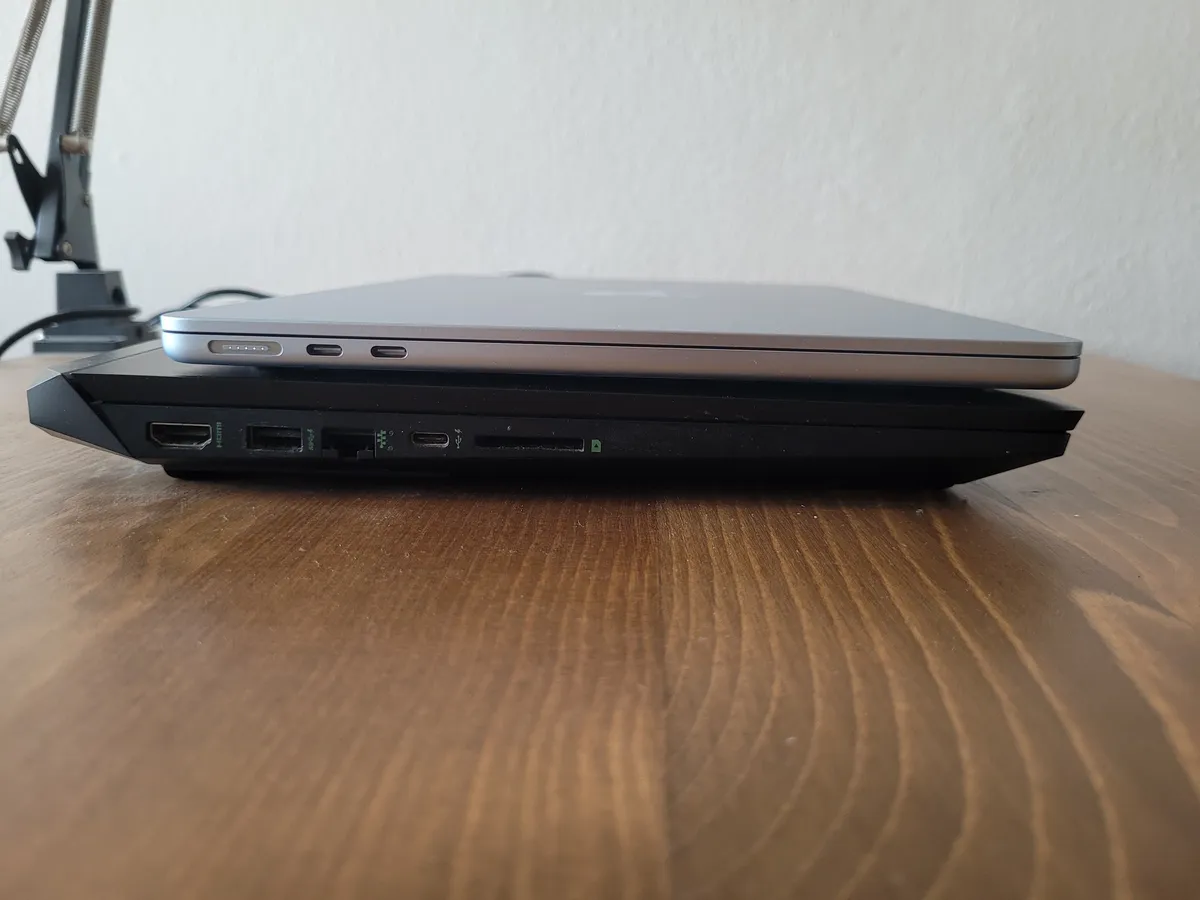 macbook air's thickness compared to my gaming laptop