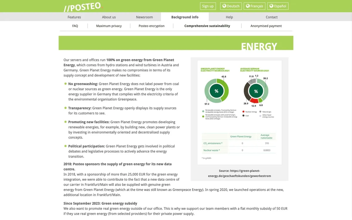 Posteo's green energy efforts