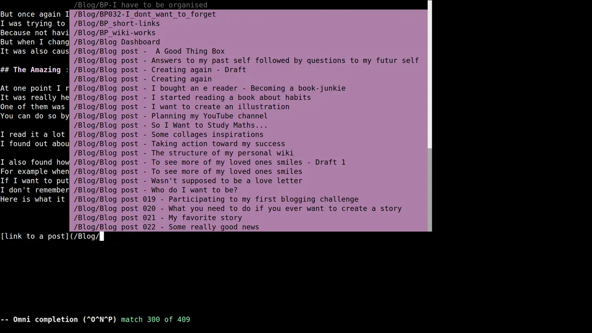Screenshot of Omni Completion in Vim