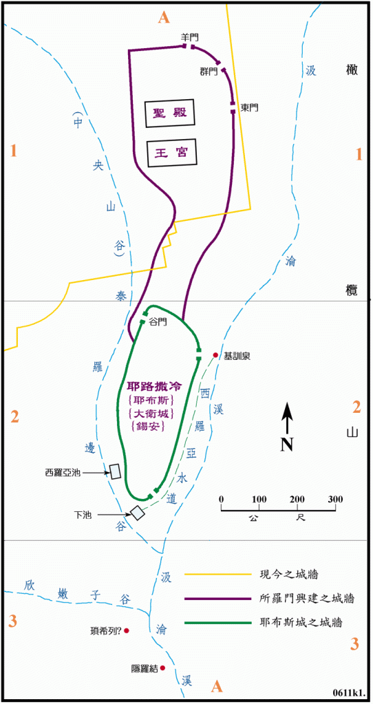 上图:所罗门时代的耶路撒冷城和圣殿。