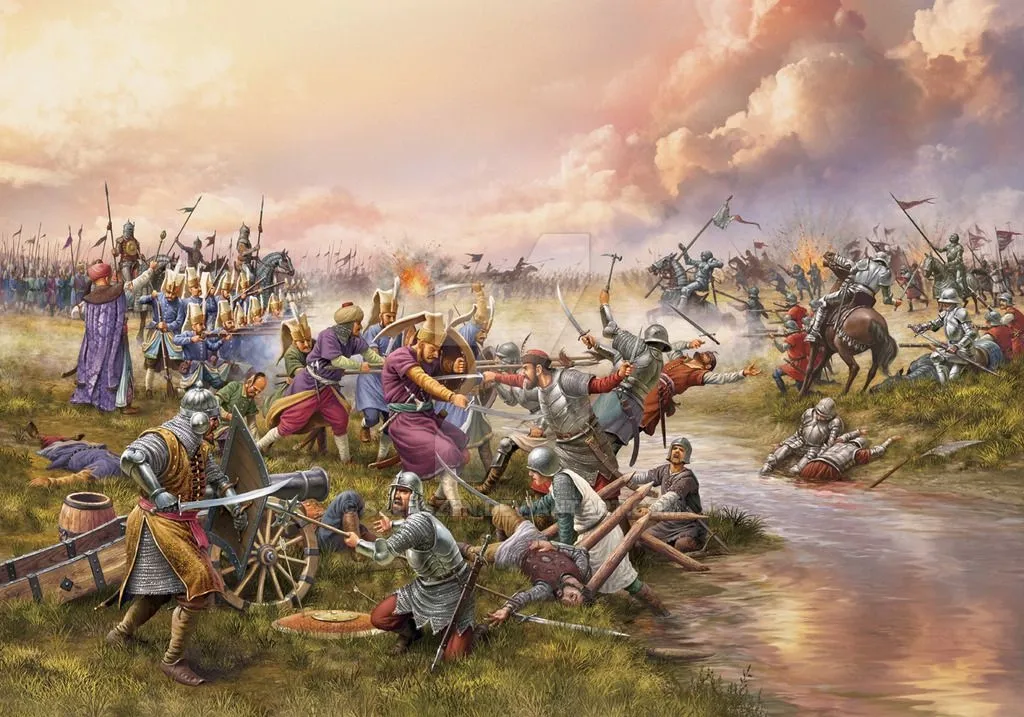 上图：1526年8月29日，奥斯曼土耳其帝国在摩哈赤战役（Battle of Mohacs）中获胜，得到匈牙利西南部作为在东欧的稳固基地，进攻中欧整整一个世纪，并于1529年围攻神圣罗马帝国首都维也纳（Siege of Vienna）。面对奥斯曼威胁的空前增强，本来准备镇压新教的神圣罗马帝国被迫与新教暂时妥协，宗教改革得以继续发展。主后7世纪，以实玛利的后裔穆罕穆德创立伊斯兰教，而奥斯曼帝国（Ottoman Empire）是15-19世纪最强大的伊斯兰教势力。1453年，奥斯曼帝国攻陷君士坦丁堡，使希腊文圣经传到欧洲，最终引发了1517年的宗教改革。1521年，神圣罗马帝国皇帝查理五世颁布沃尔姆斯敕令，宣布马丁·路德及其追随者为非法。而与此同时，奥斯曼帝国苏莱曼一世攻占贝尔格莱德，并于1521-1552年十次进攻欧洲，每一次奥斯曼的威胁都解除了新教的压力、巩固了宗教改革，不是促使查理五世对新教从镇压改为妥协，就是中断了镇压新教的计划，或者援助了新教诸侯同皇帝的战争。而一旦威胁稍有减轻，查理五世就取得了镇压新教的战争胜利。可以说，奥斯曼帝国是宗教改革成功必不可少的外部助推器。马丁·路德就认为，土耳其人显然是神派来的。