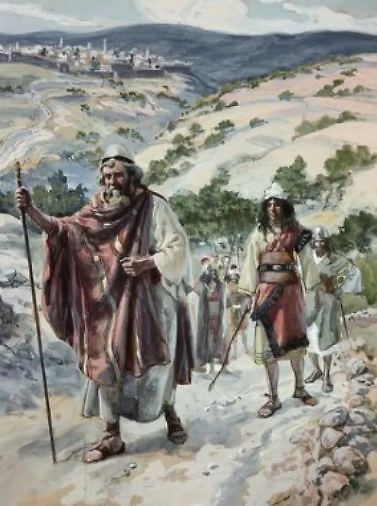 上图:19世纪末法国画家詹姆斯·迪索(James J. Tissot)的油画:大卫逃离耶路撒冷,登上橄榄山。