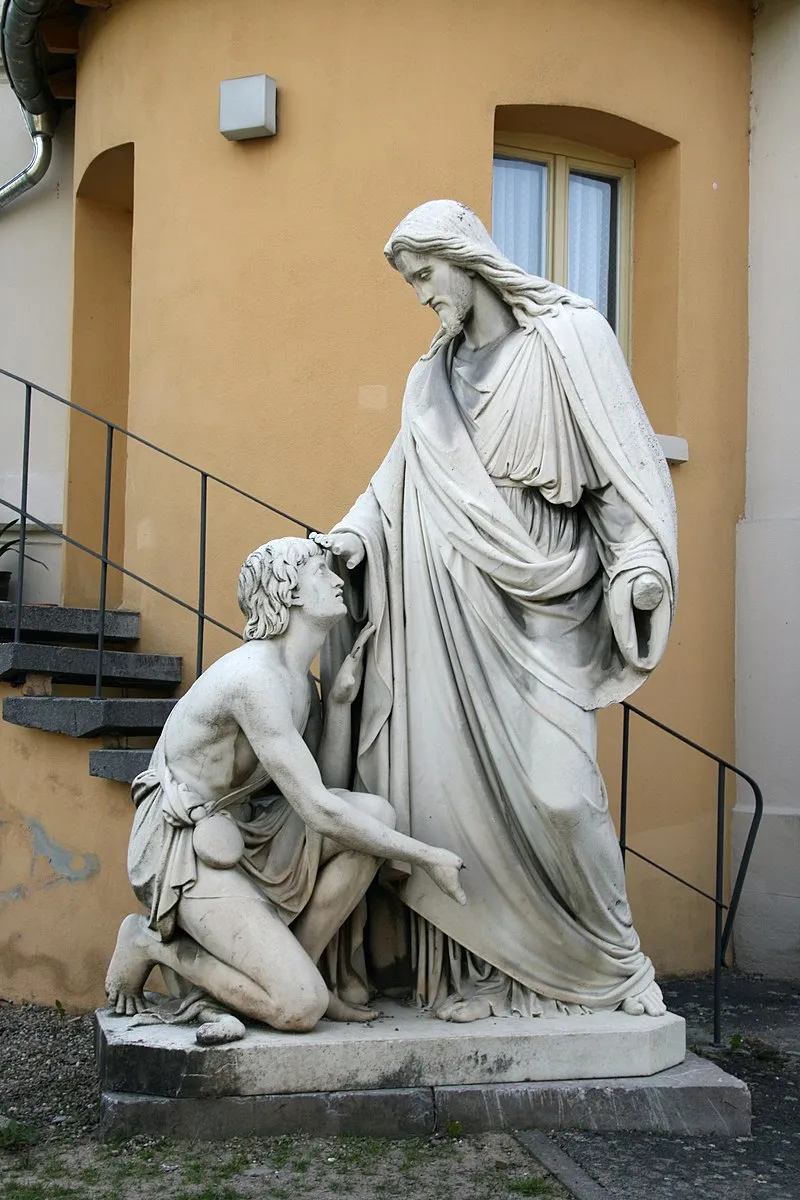 Jesus healing blind Bartimaeus, by Johann Heinrich Stöver, 1861