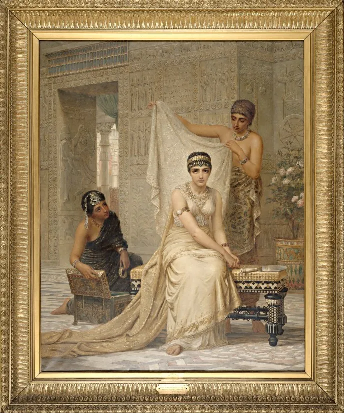 上图:英国画家埃德温·朗斯登·朗(Edwin Longsden Long,1829–1891年)1878年的油画作品《以斯帖王后 Queen Esther》。
