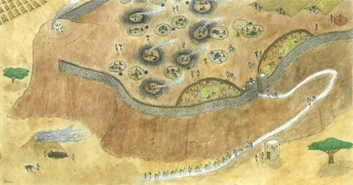 上图: Slave's Hill铜矿的艺术复原图。