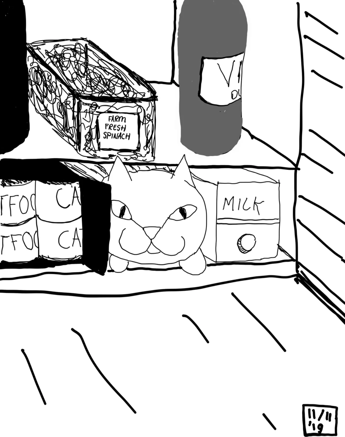 doodle of a mischievous kitty