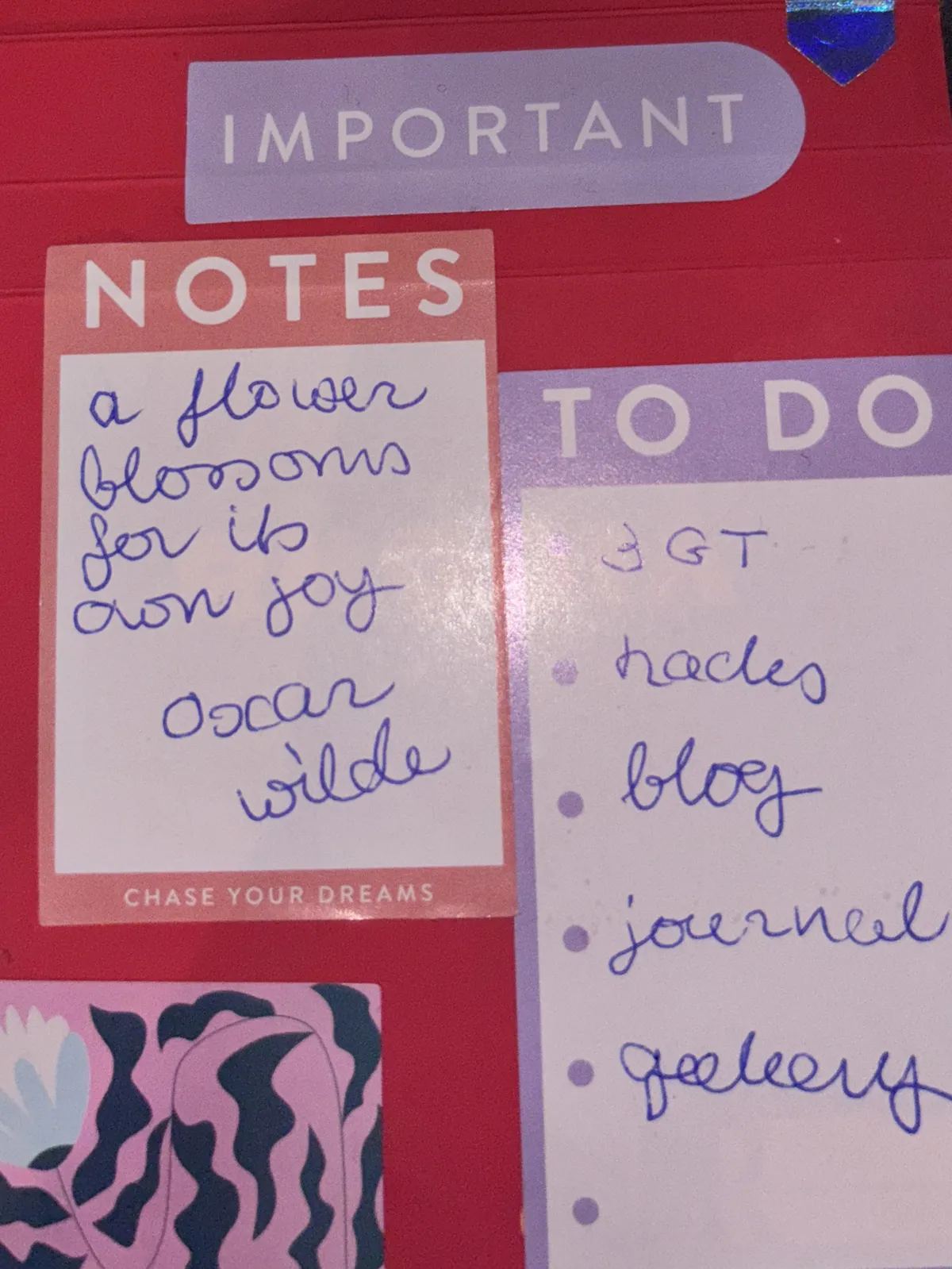 the front of my tiny notepad