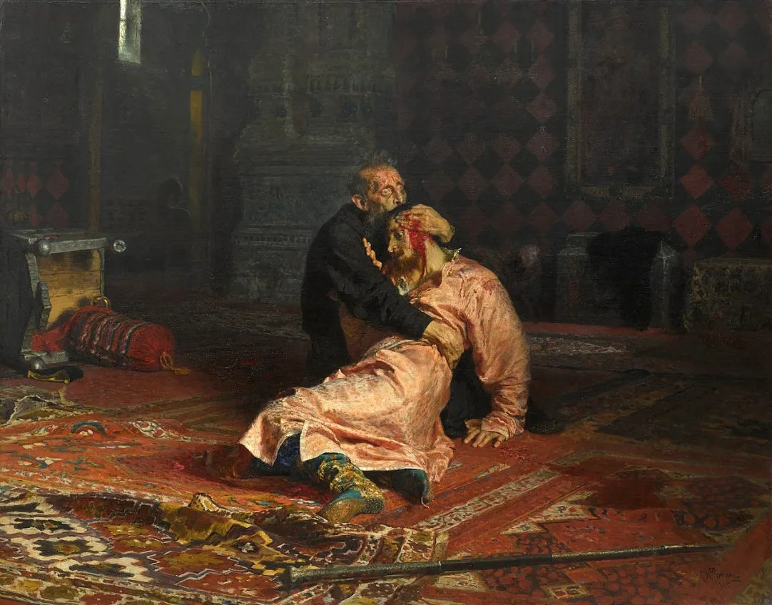 Quadro: Ivan, o Terrível, e seu filho, por Ilya Repin.