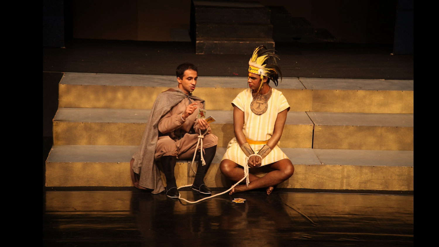 Nakul Bhalla as Martin, with Ashok Mandanna as Francisco Pizarro, Atahualpa